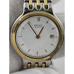 Ladies Seiko 7N89-0171 Date Quartz Two-Tone Watch New Battery Running Very Nice
